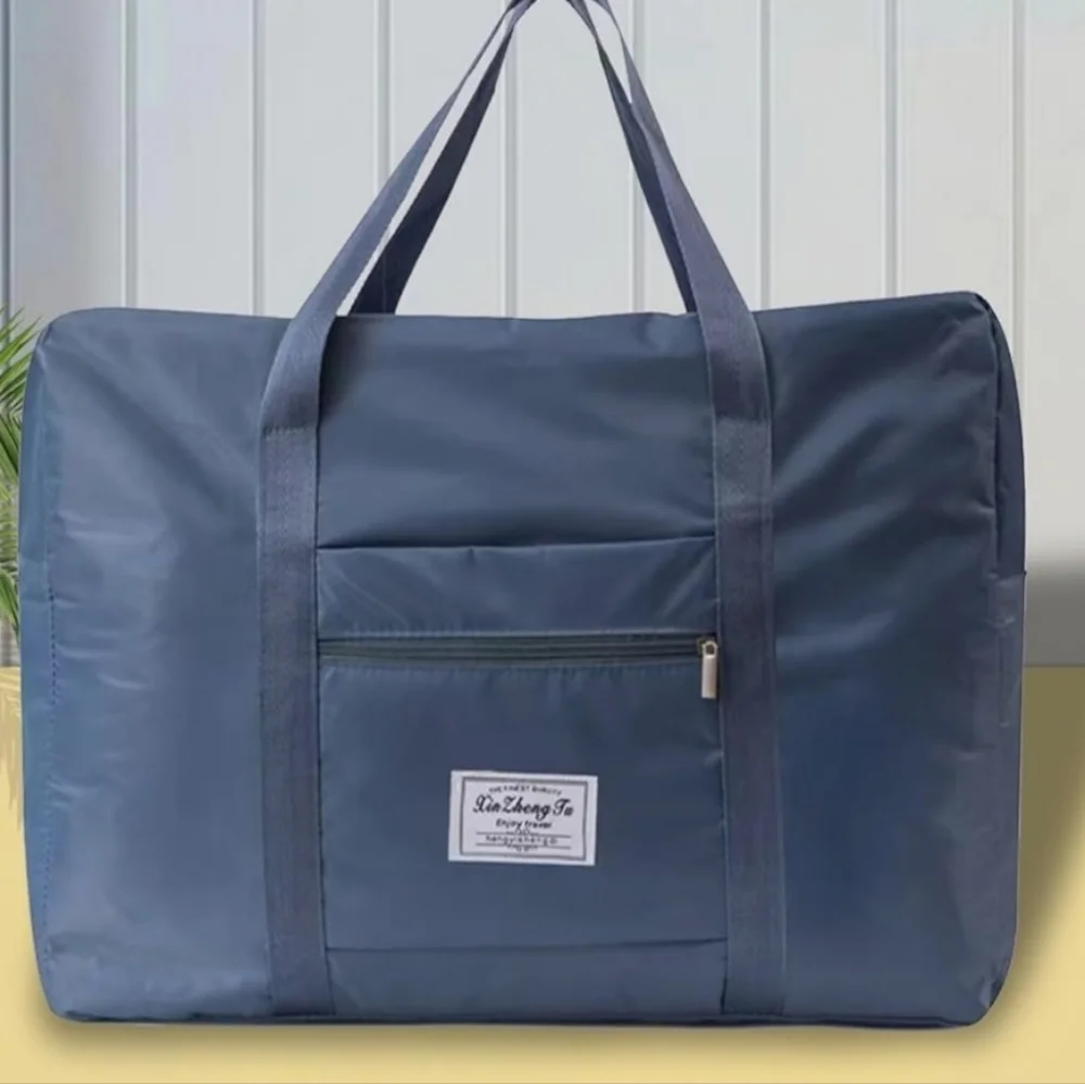 Blue Travel Duffle Bag with Front Pocket — Unbranded